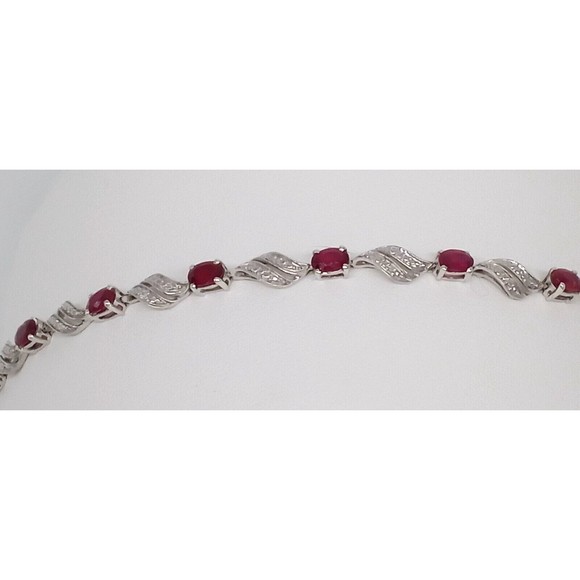 Chuck Clemency Red Gemstone Tennis Bracelet STS 925 Sterling Silver Sparkly! - Picture 8 of 12